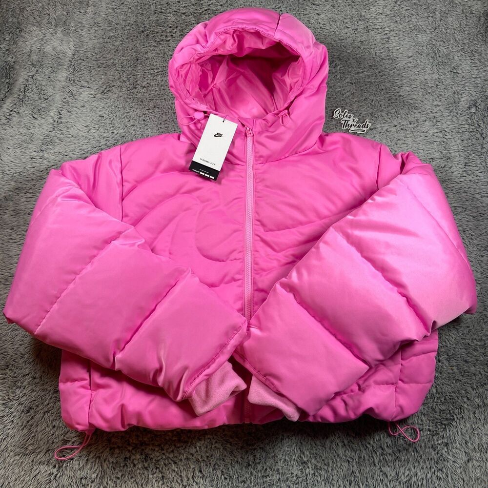 Nike Swoosh Series Therma-FIT Oversized Down Puffer Jacket Sz Medium Women Pink
